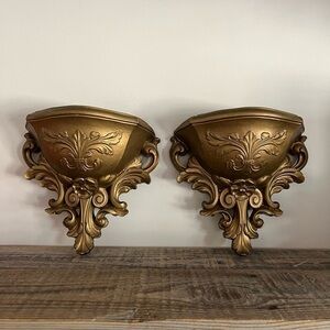 HomeCo ornate gold set of 2 wall pockets